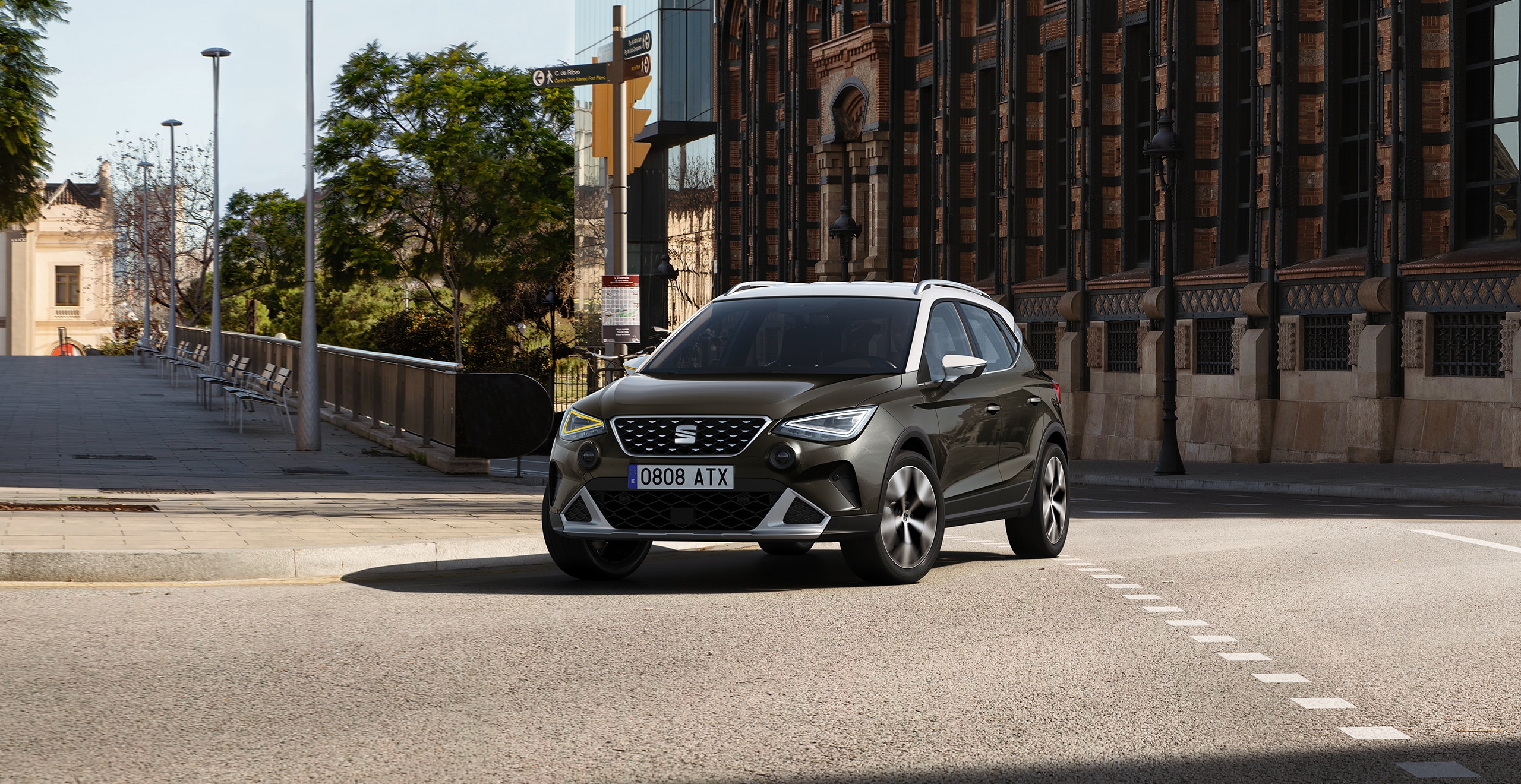 SEAT Arona in white colour parked in the city