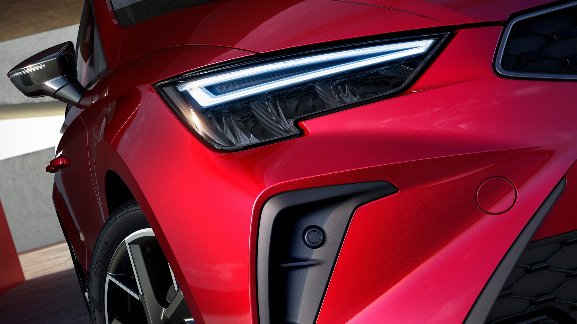 seat ibiza close-up of one of the headlights  seat ibiza close-up of one of the headlights