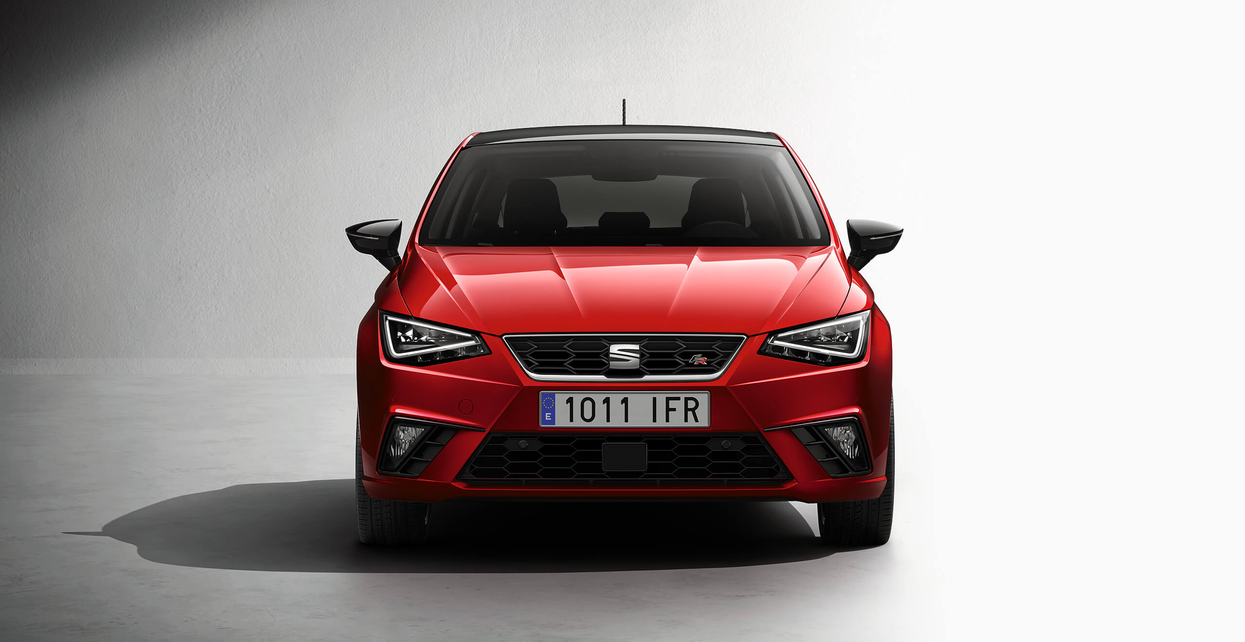 Front view of the new SEAT Ibiza in red colour