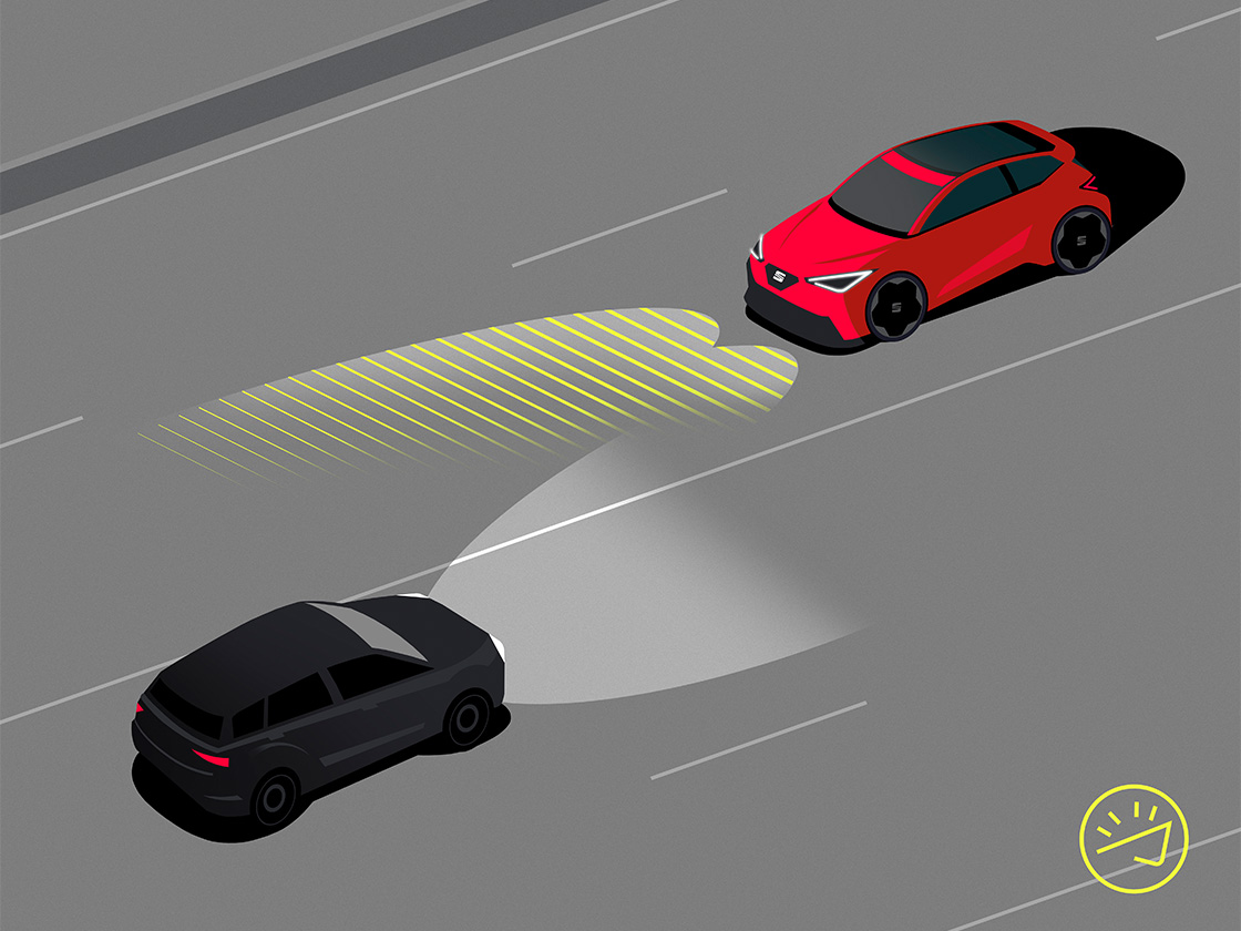 High beam control feature in the SEAT Leon Sportstourer. driving. Ideal for the small family vehicle.
