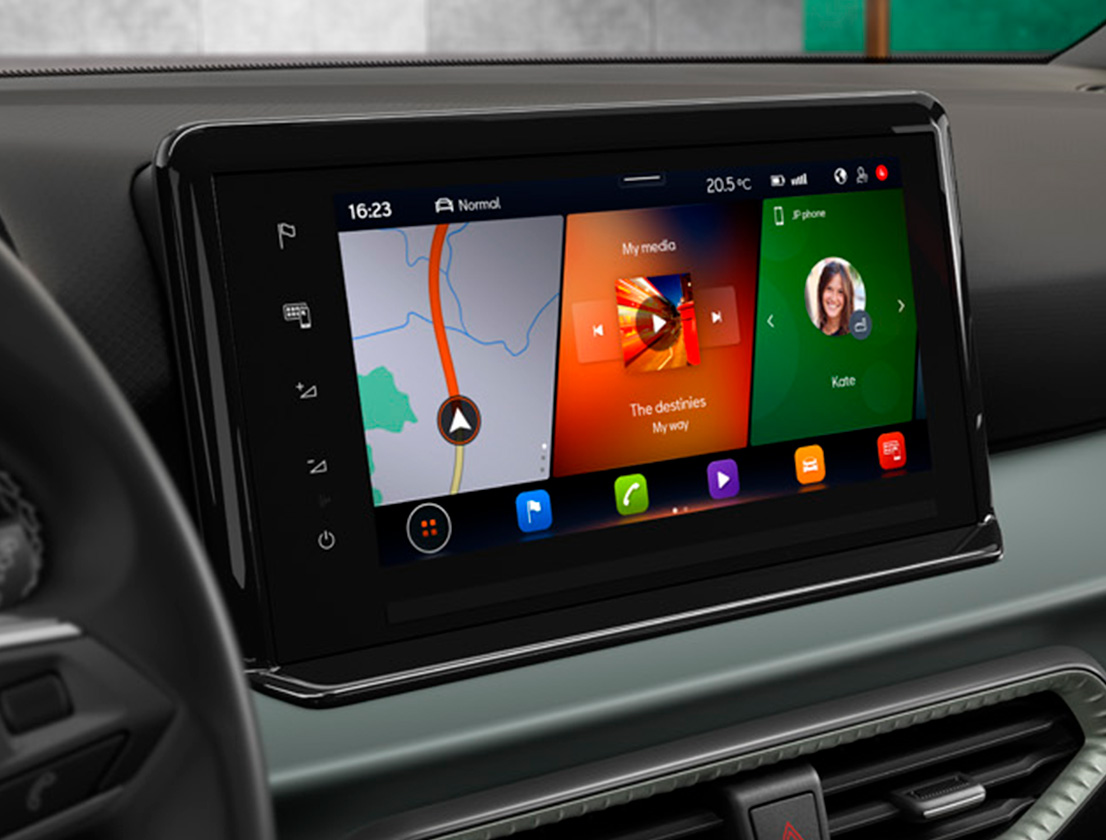 seat arona xperience media system with floating touchscreen