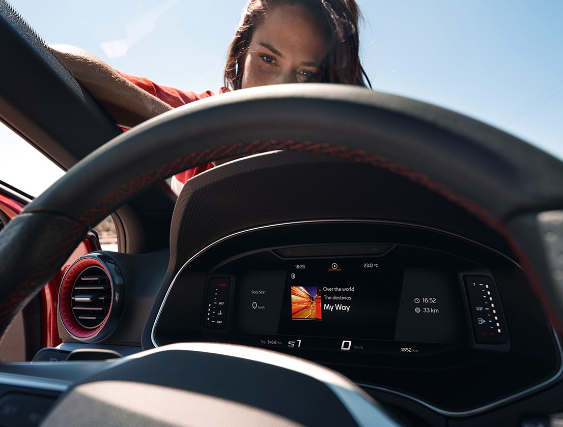 seat ibiza interior view digital cockpit woman looking