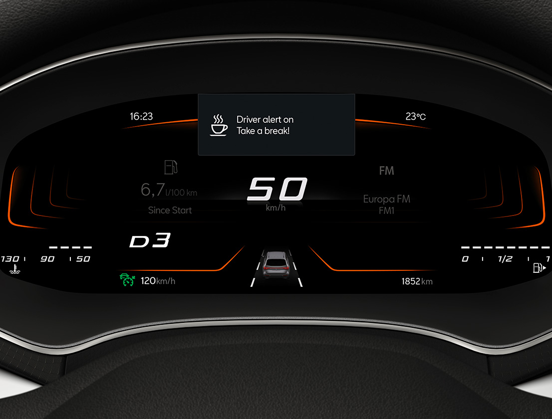 seat basic digital cockpit with tiredness recognition system