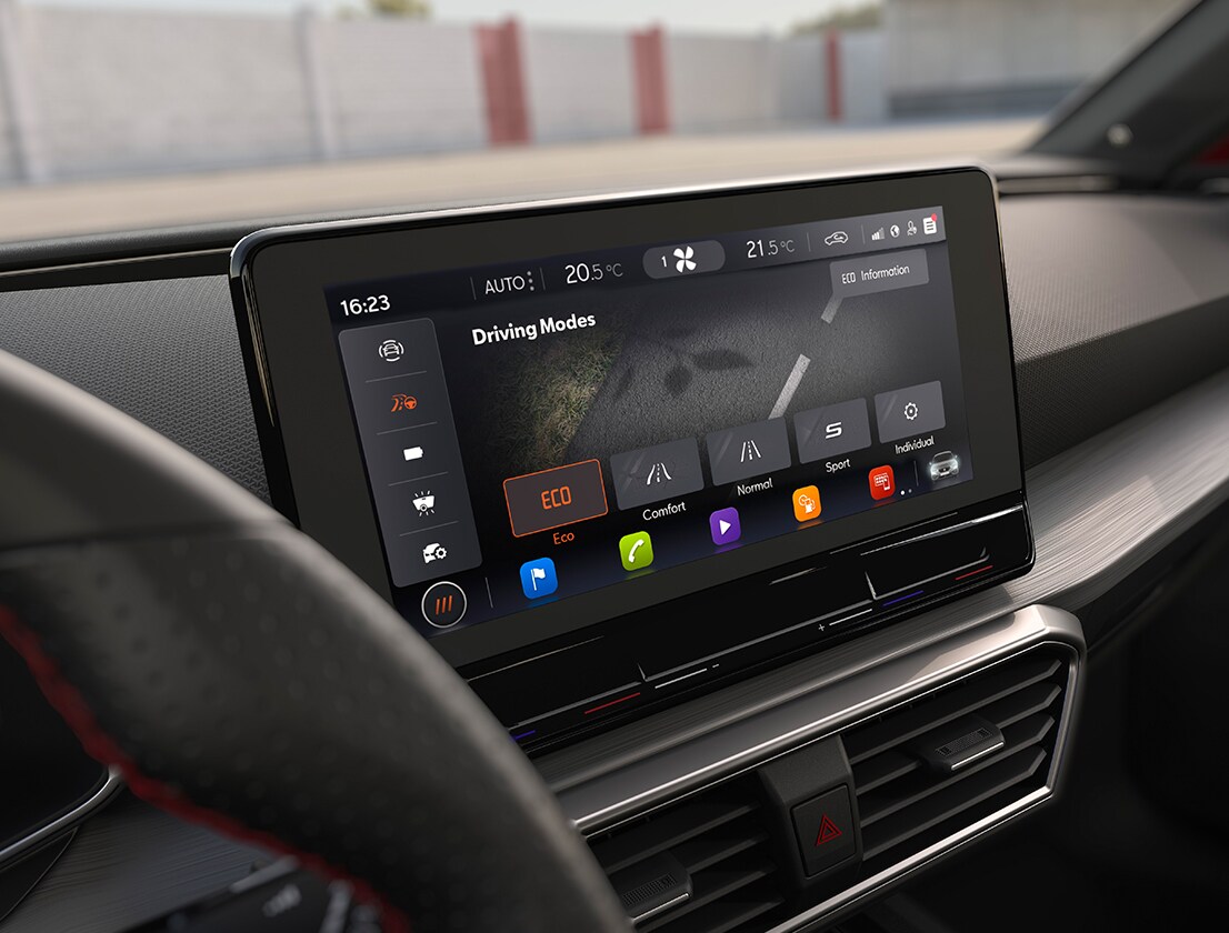 seat leon infotainment screen includes drive profile