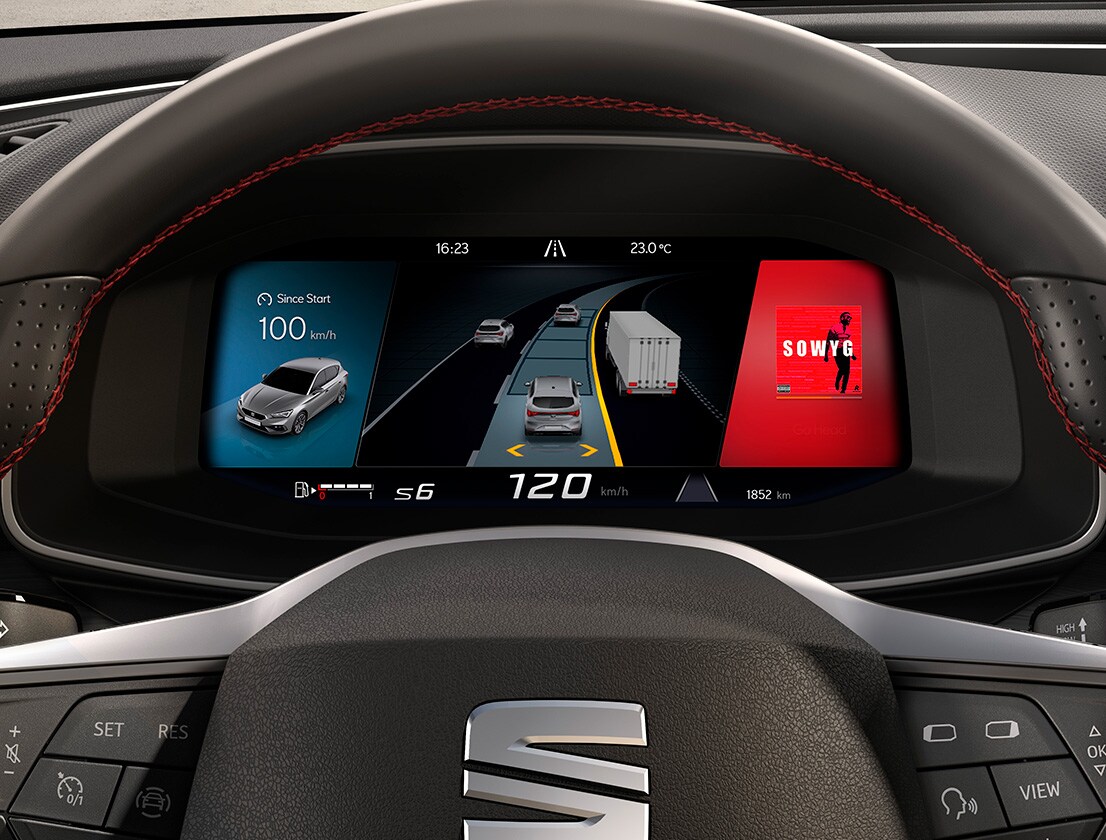 SEAT Leon digital cockpit with adaptive cruise control  