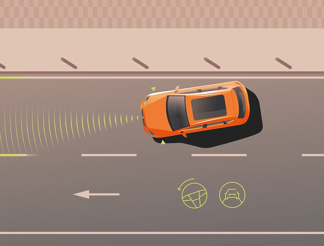 The SEAT Tarraco driving changing lanes