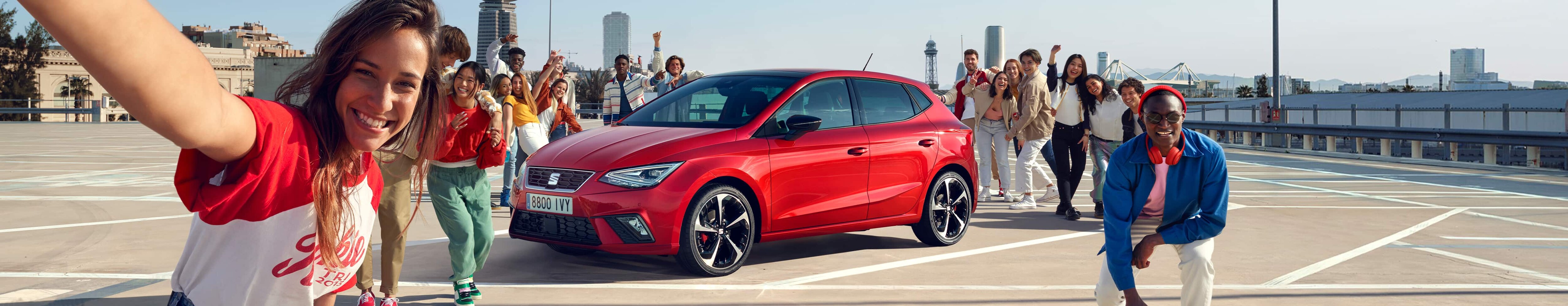 SEAT Ibiza FR trim hero Desire Red colour front view