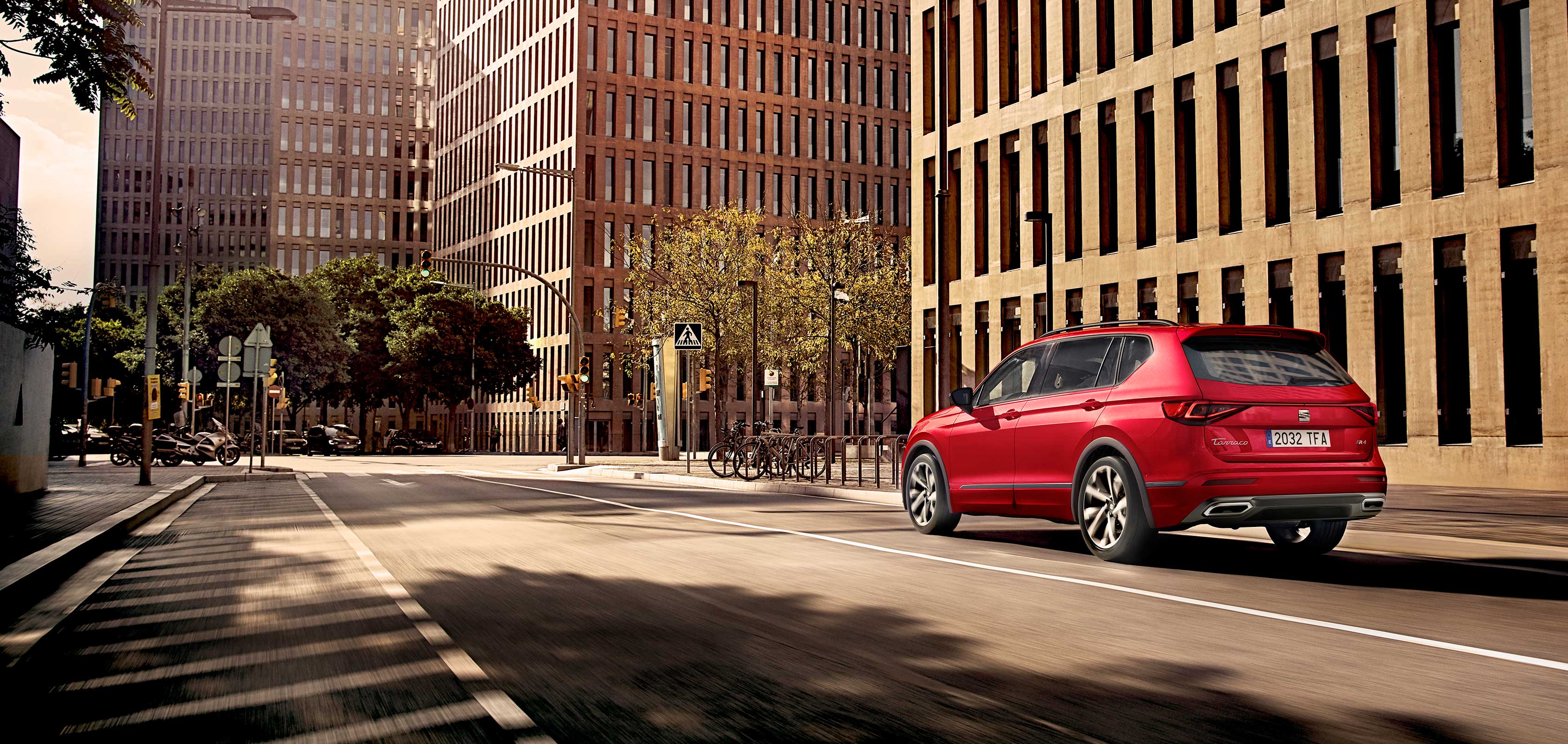 SEAT Tarraco FR 2021 SUV in Merlot Red with Lane Assist technology