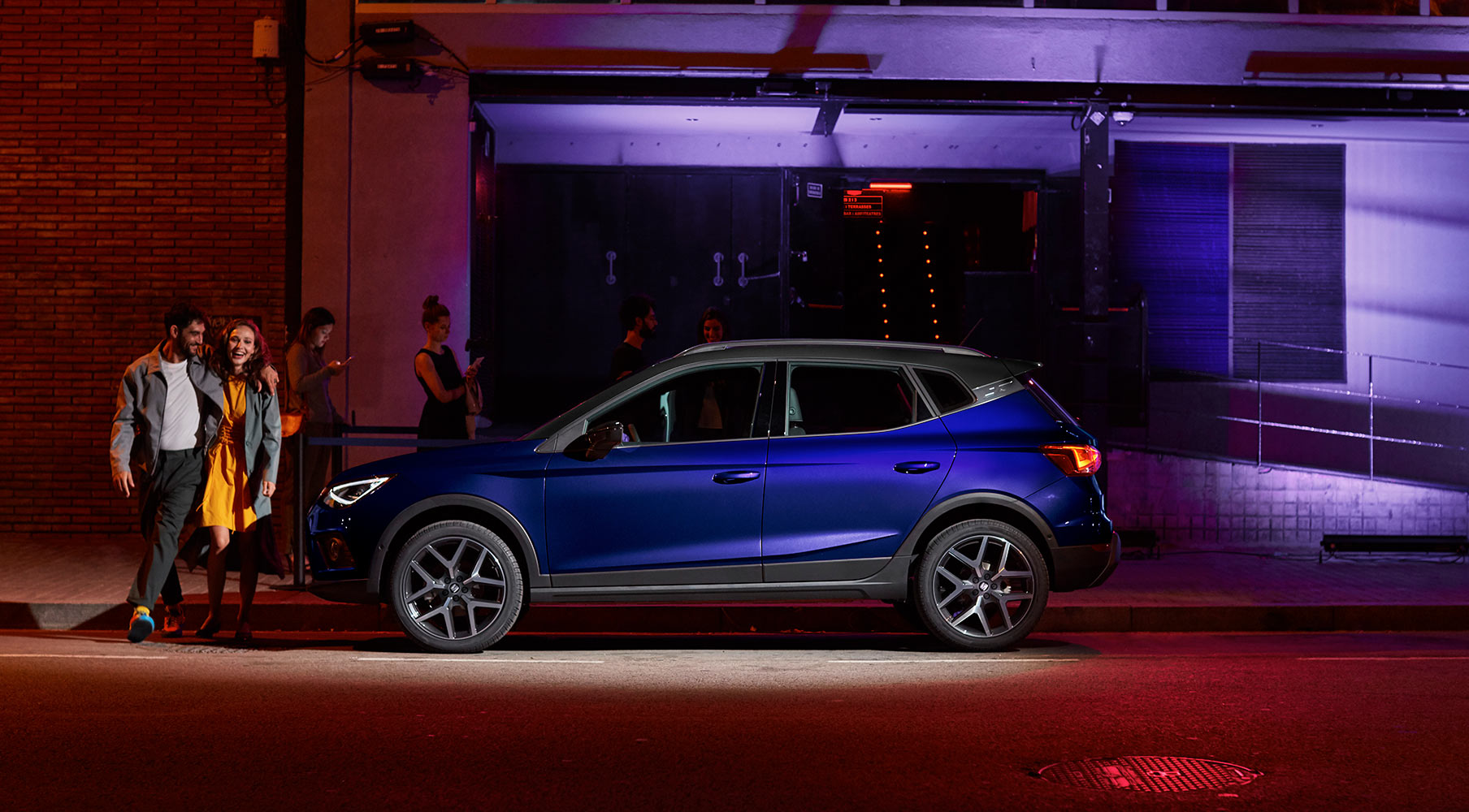 SEAT Arona SUV EcoTSI petrol engine side view parked on road