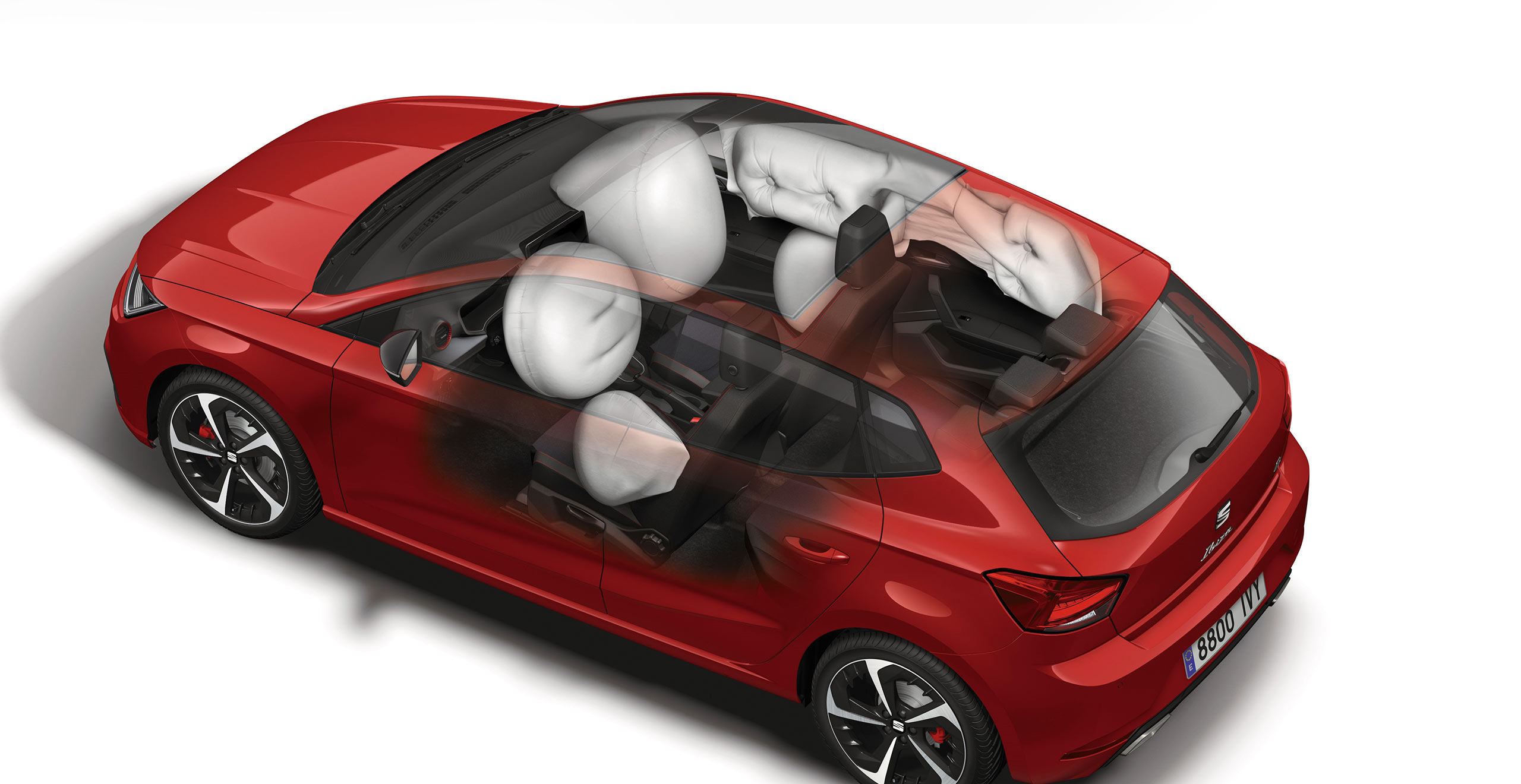 High view of the SEAT Ibiza airbags 